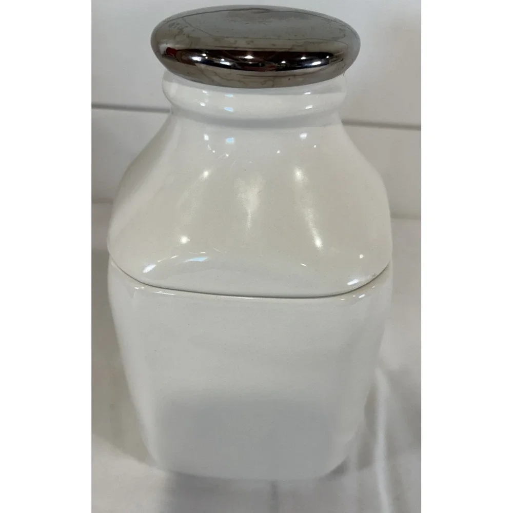 RARE Hallmark Let Them Eat Cookies Cookie Jar White w/ Silver Lid HARD TO FIND!